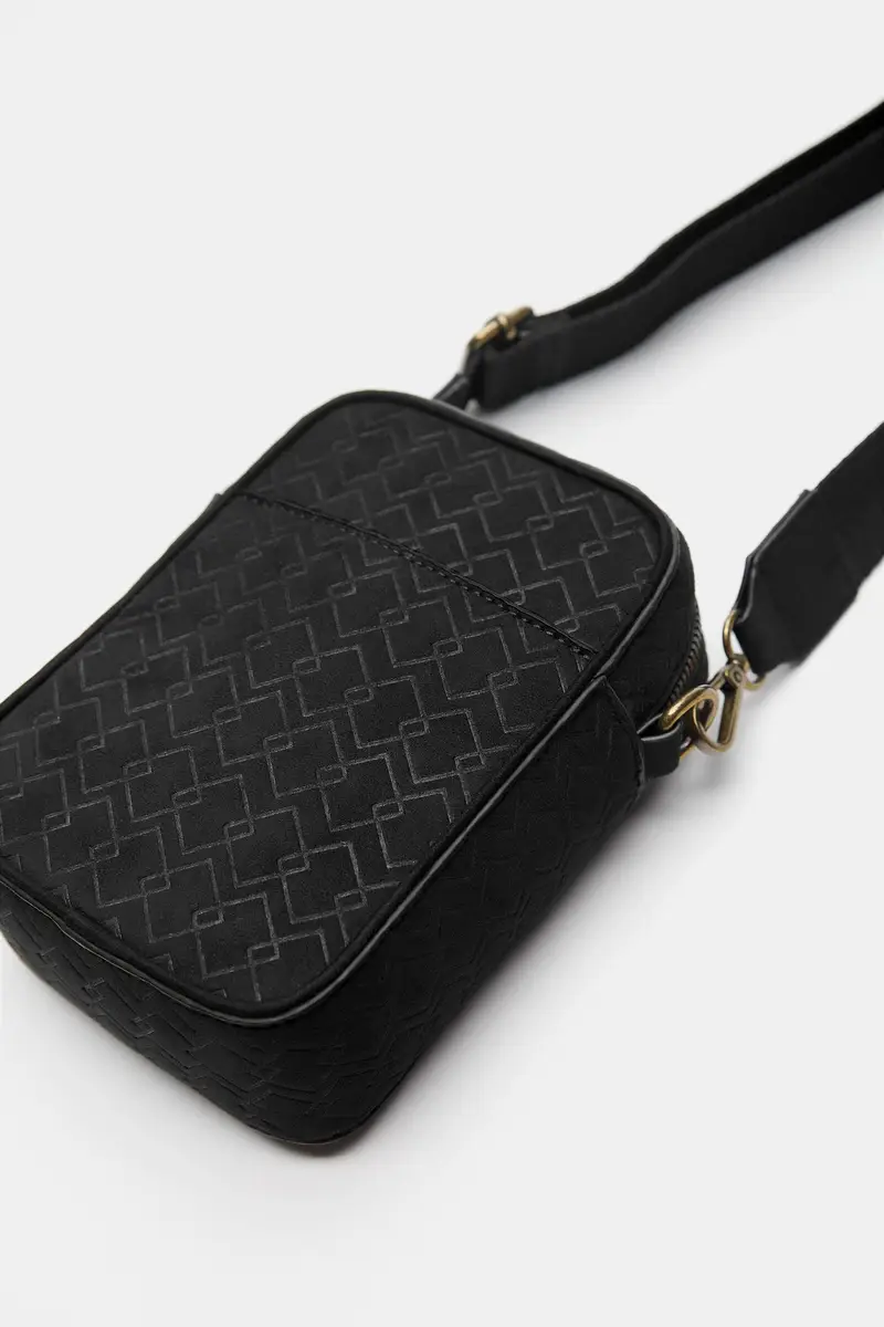 Borsa A Tracolla Con Incisione Stwd Nero miniatura 3