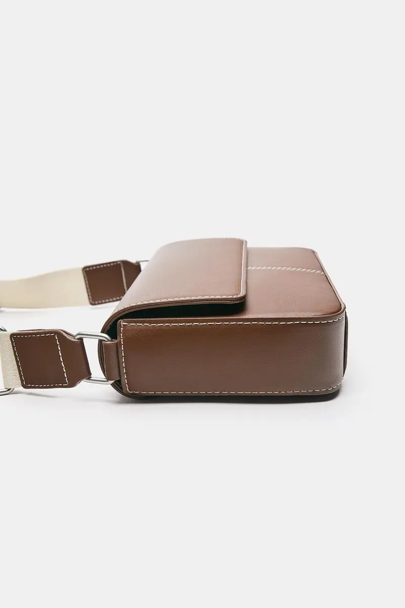 Borsa A Tracolla Con Portamonete E Impunture Marrone miniatura 2