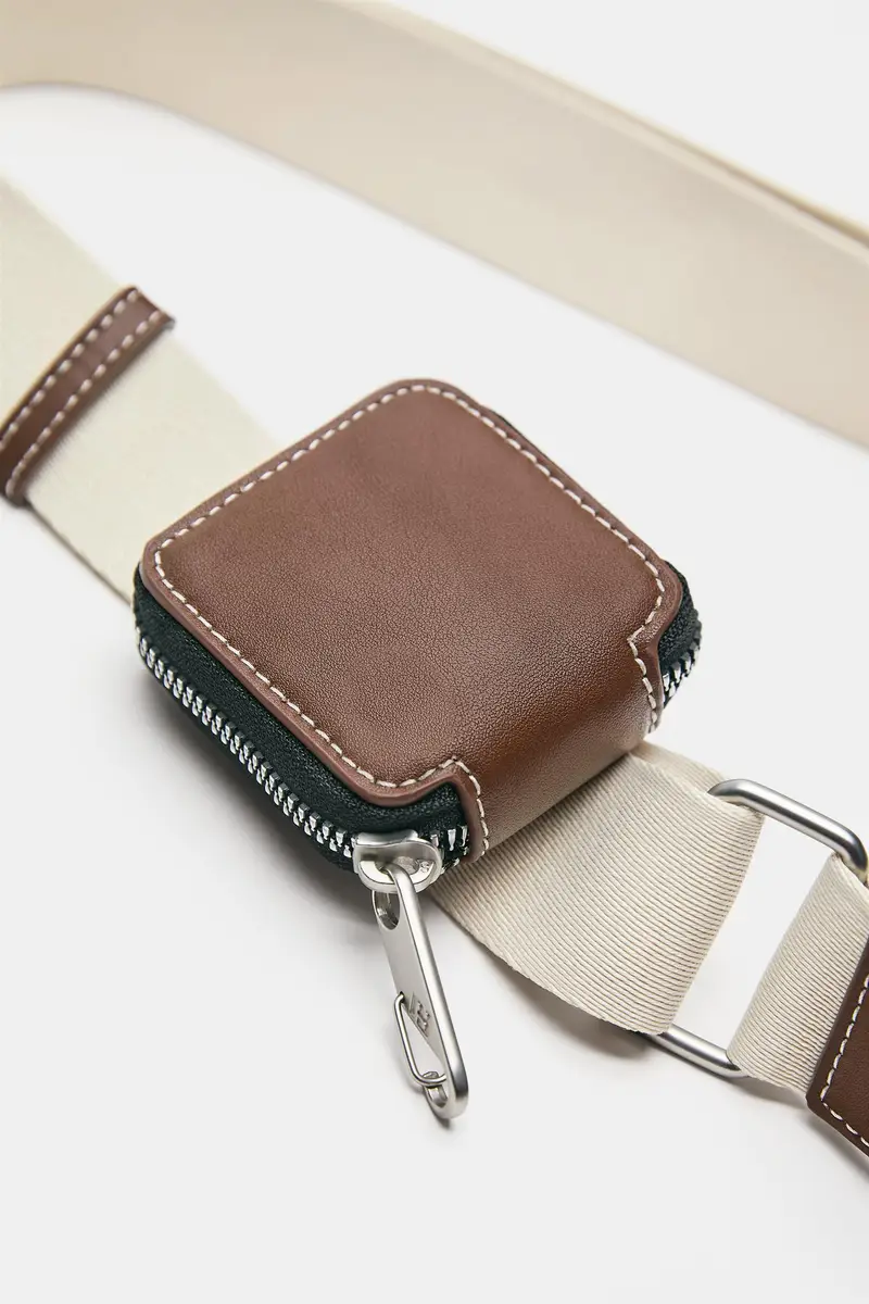 Borsa A Tracolla Con Portamonete E Impunture Marrone miniatura 3