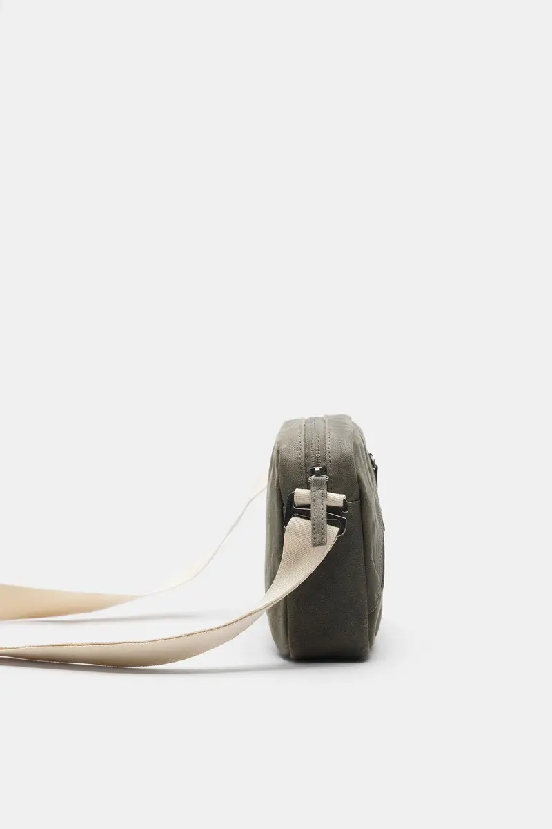 Borsa A Tracolla Effetto Vissuto Kaki miniatura 2