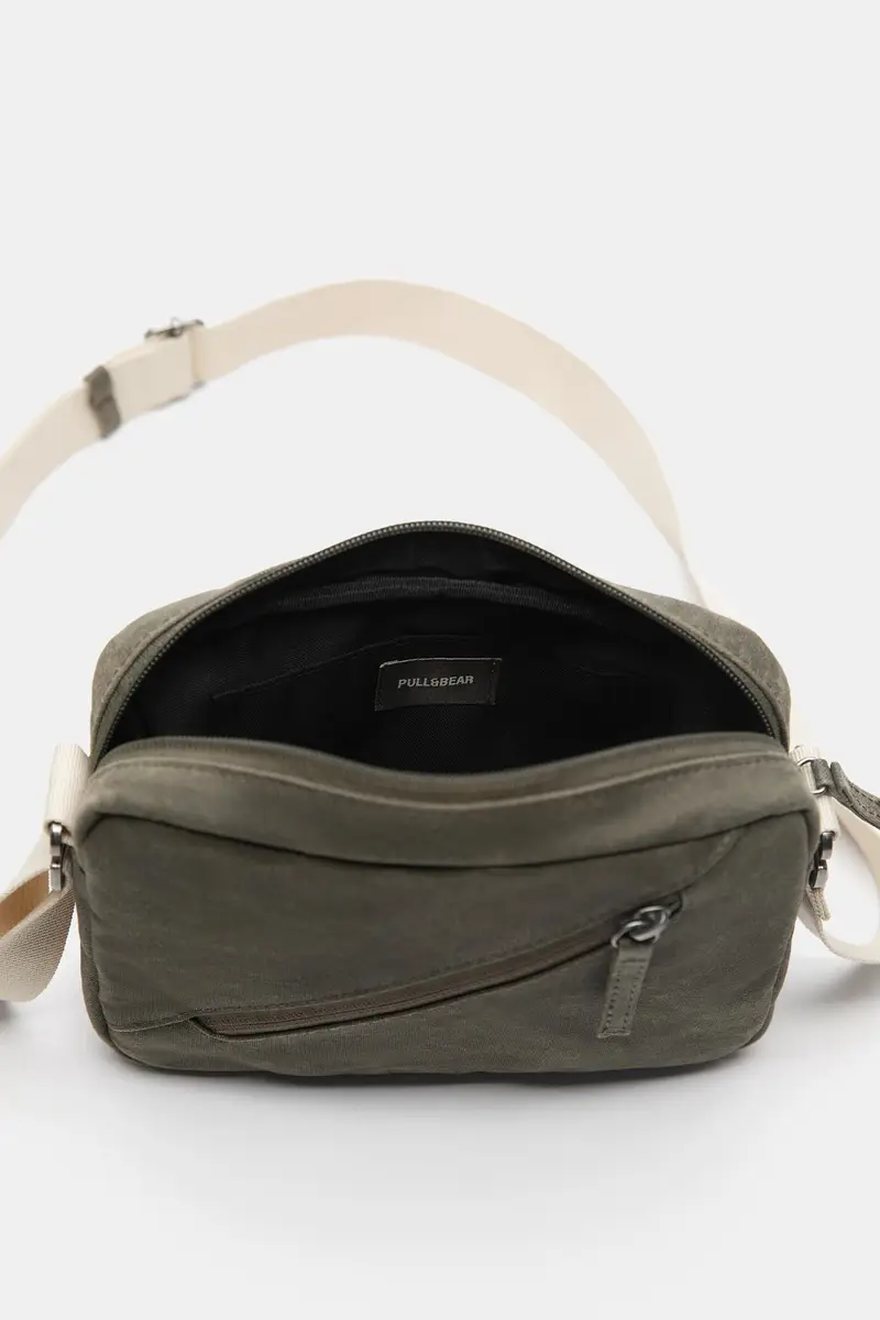 Borsa A Tracolla Effetto Vissuto Kaki miniatura 3