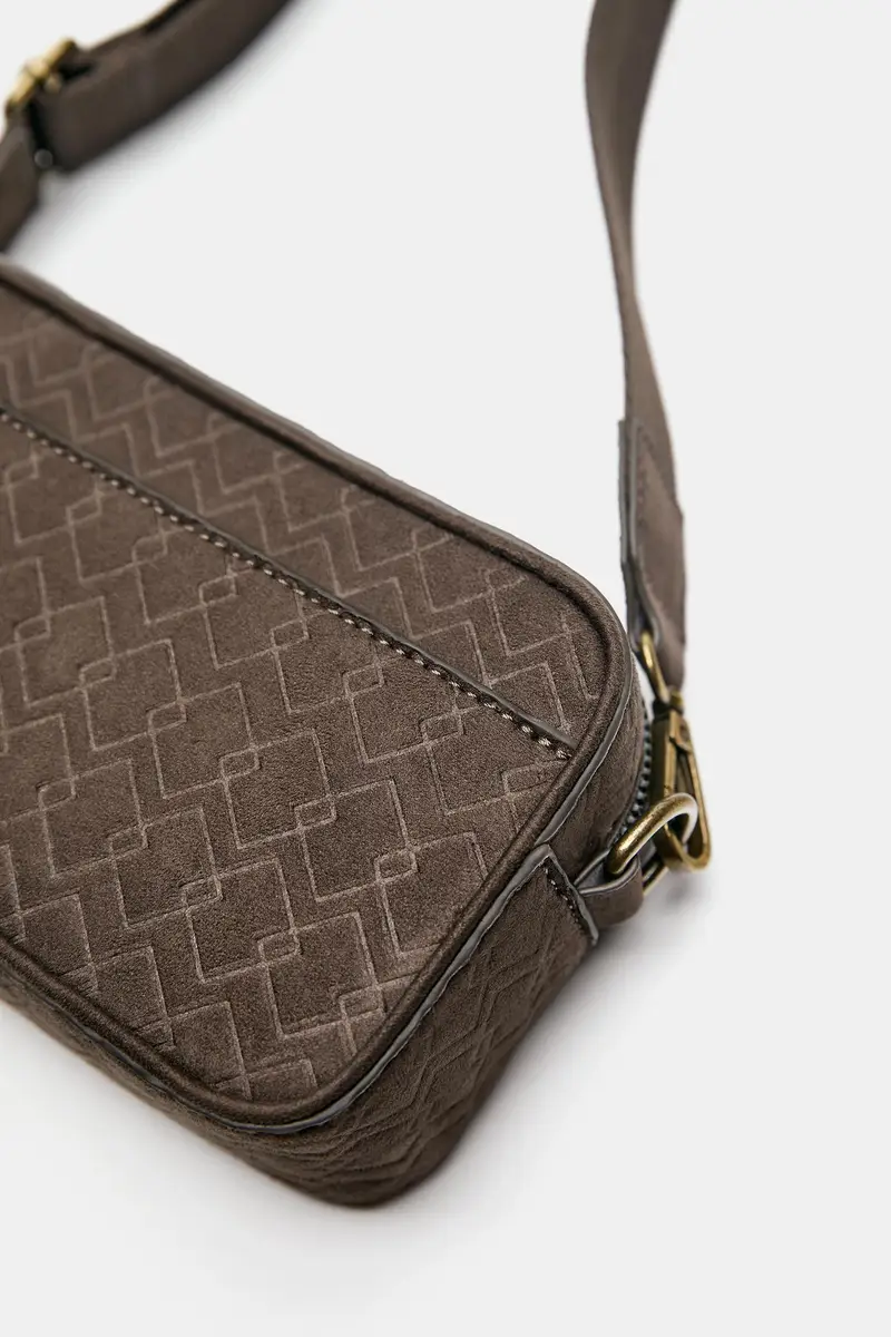 Borsa A Tracolla Incisa Stwd Marrone miniatura 3