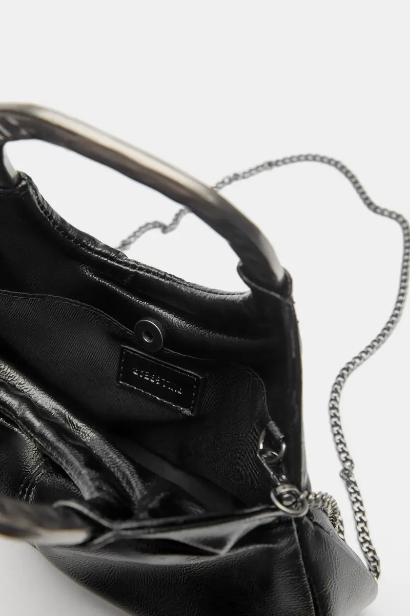 Borsa Con Manico Metallico Nero miniatura 3