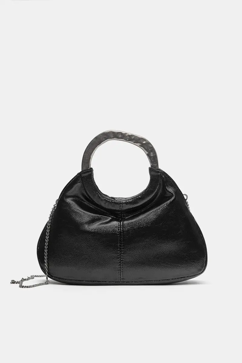 Borsa Con Manico Metallico Nero