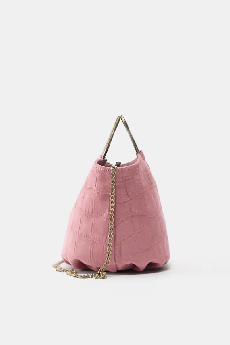 Borsa Con Manico Metallico Rosa miniatura 2