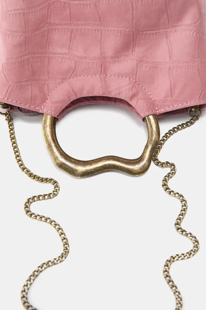Borsa Con Manico Metallico Rosa miniatura 3
