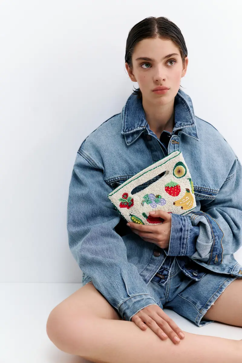 Borsa Con Perline Bianco