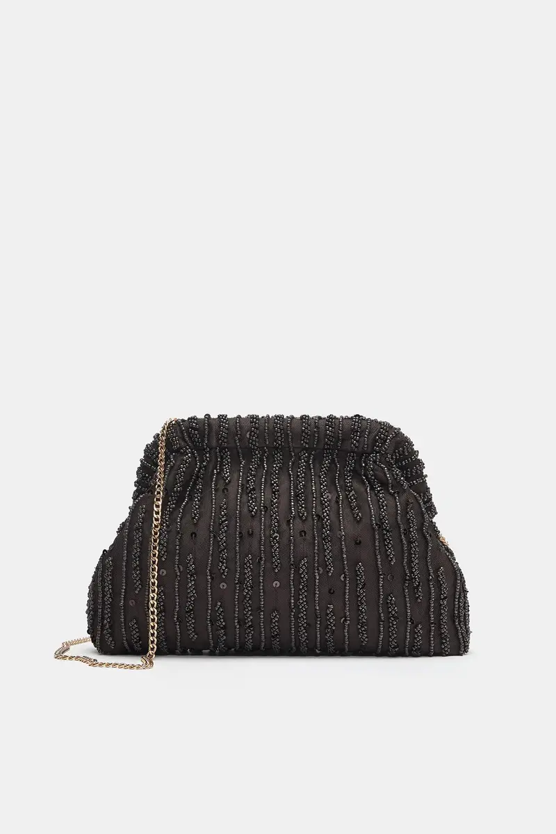 Borsa Con Perline Marrone