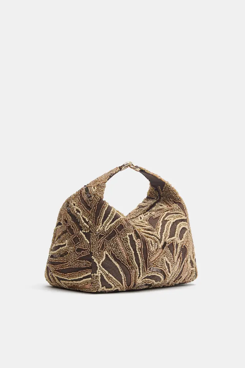 Borsa Con Perline Marrone miniatura 2