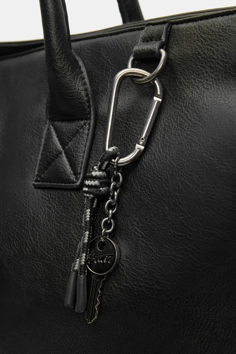 Borsa Da Viaggio Con Charm Nero miniatura 3