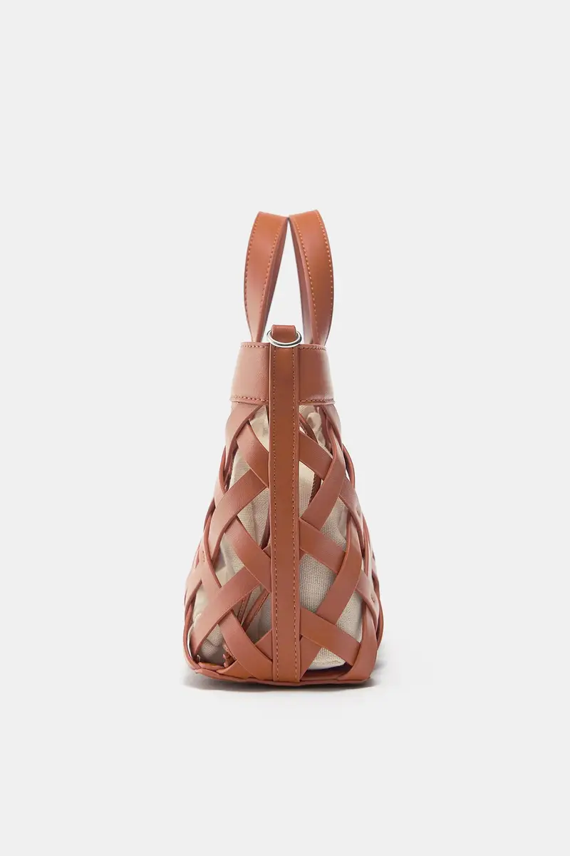 Borsa Intrecciata Arancione miniatura 2