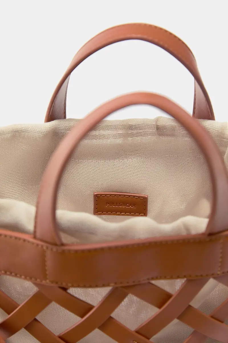 Borsa Intrecciata Arancione miniatura 3