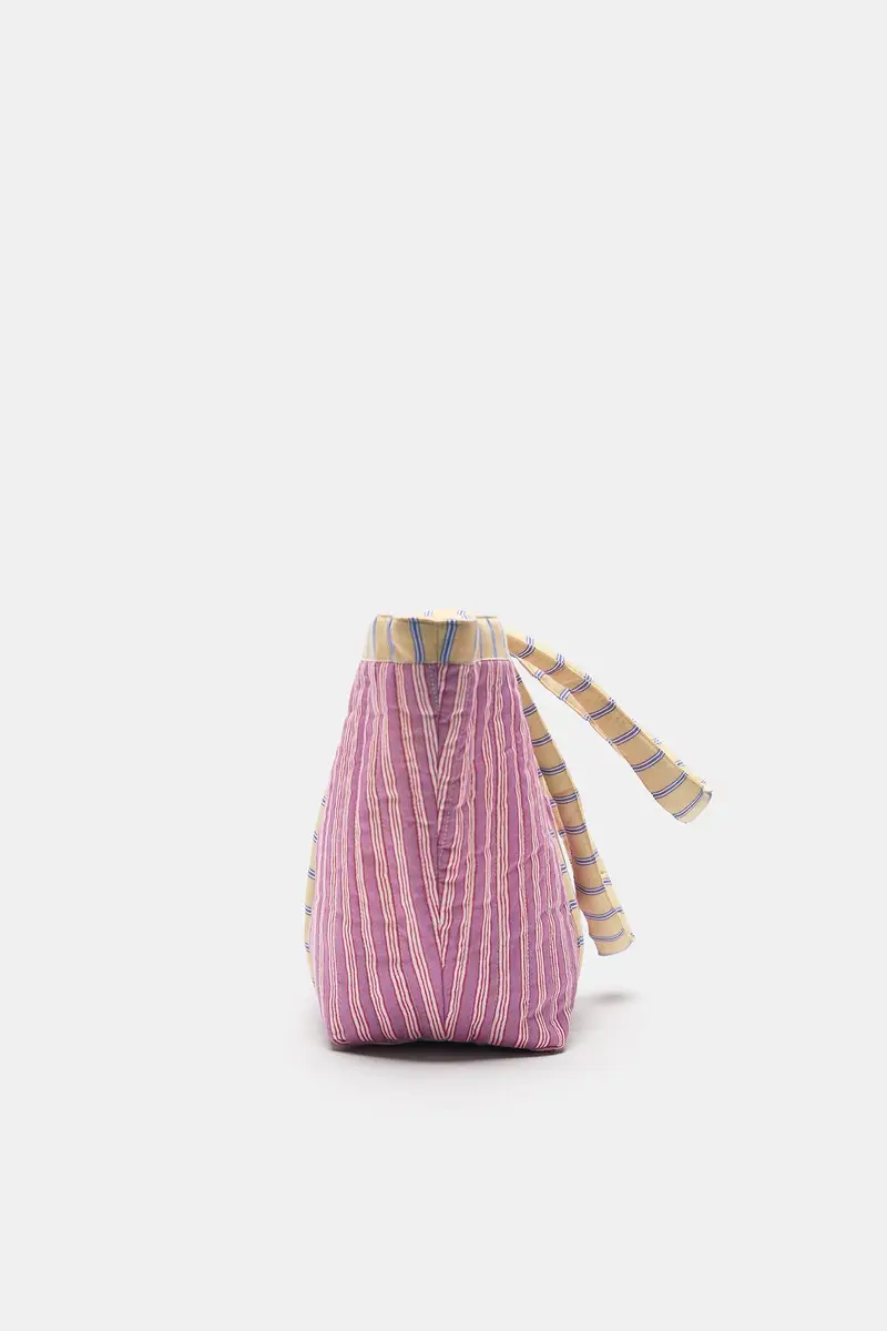 Borsa Shopper A Righe Rosa miniatura 2