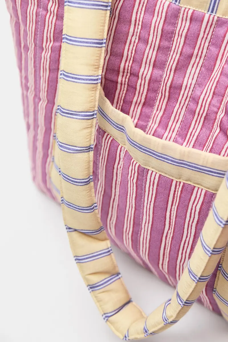 Borsa Shopper A Righe Rosa miniatura 3