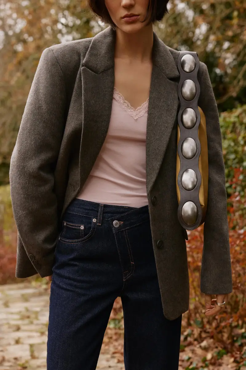 Borsa Shopper Con Borchie A Contrasto Mostarda