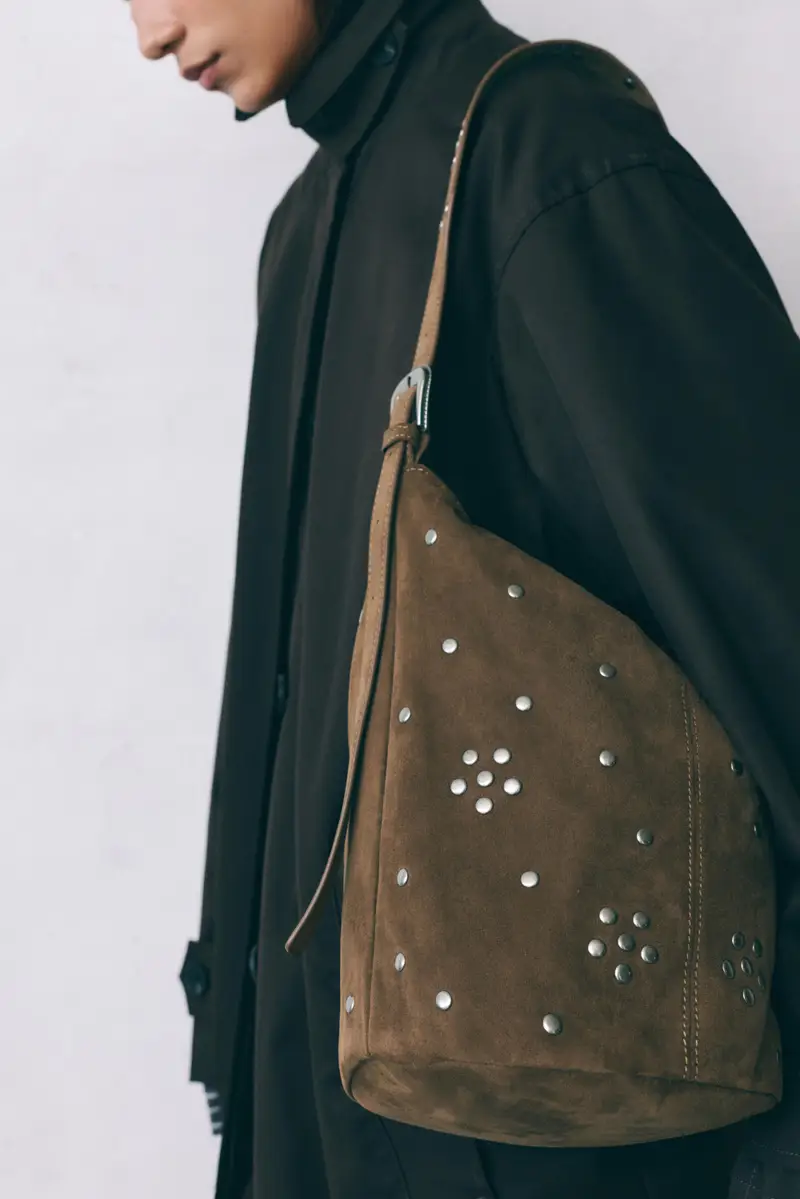 Borsa Shopper Con Borchie Cuoio