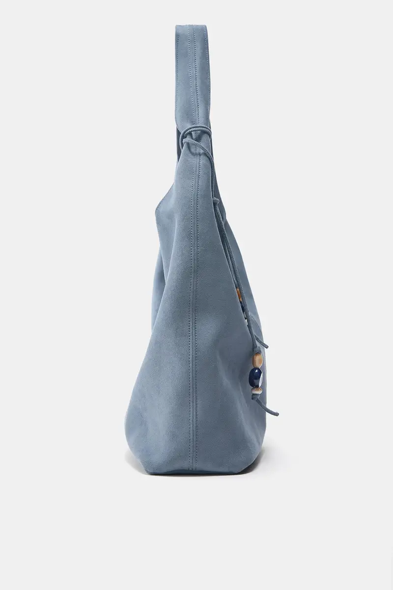 Borsa Shopper Con Decorazione Azzurro miniatura 2