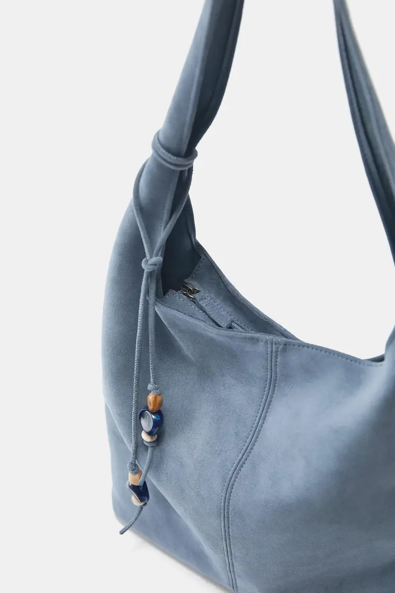 Borsa Shopper Con Decorazione Azzurro miniatura 3