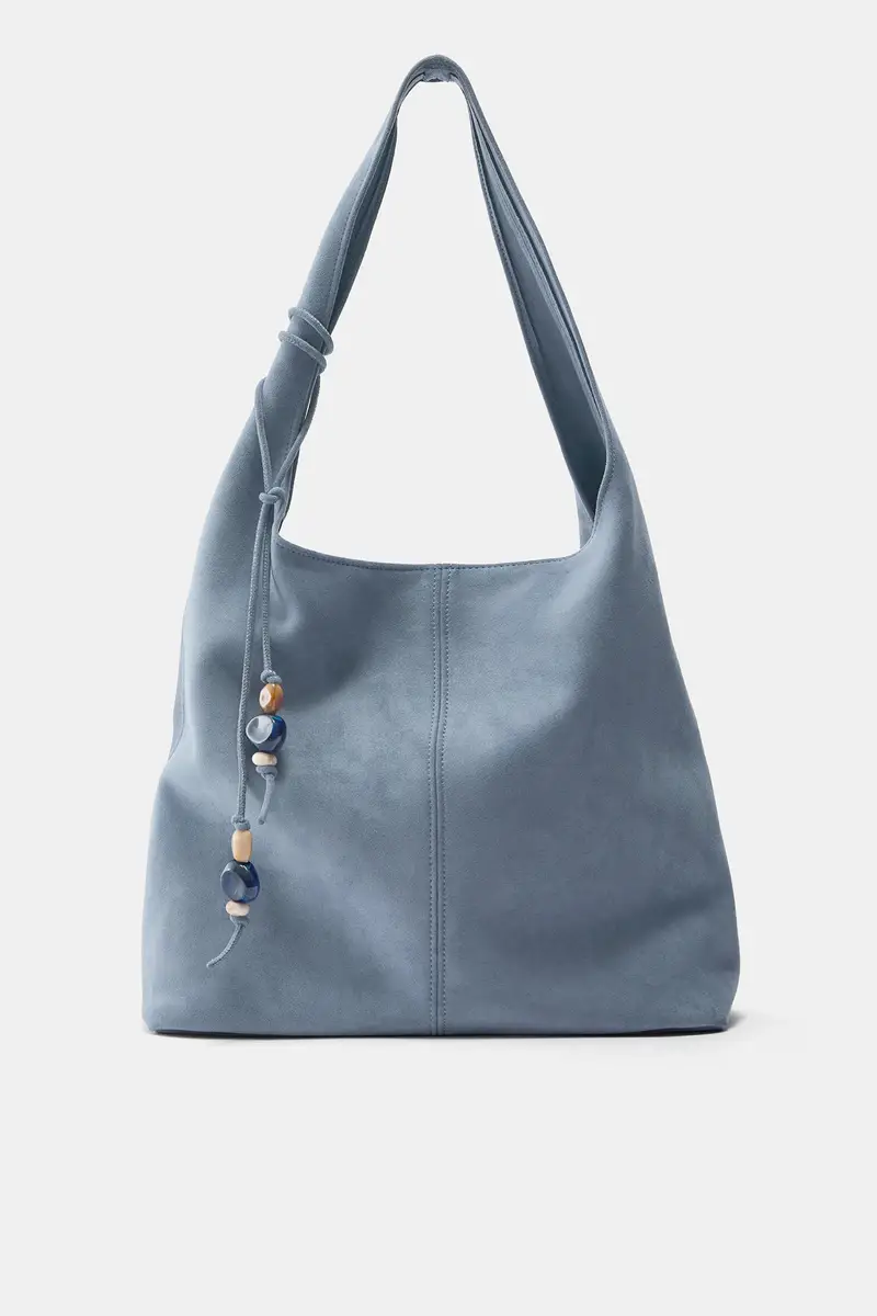 Borsa Shopper Con Decorazione Azzurro