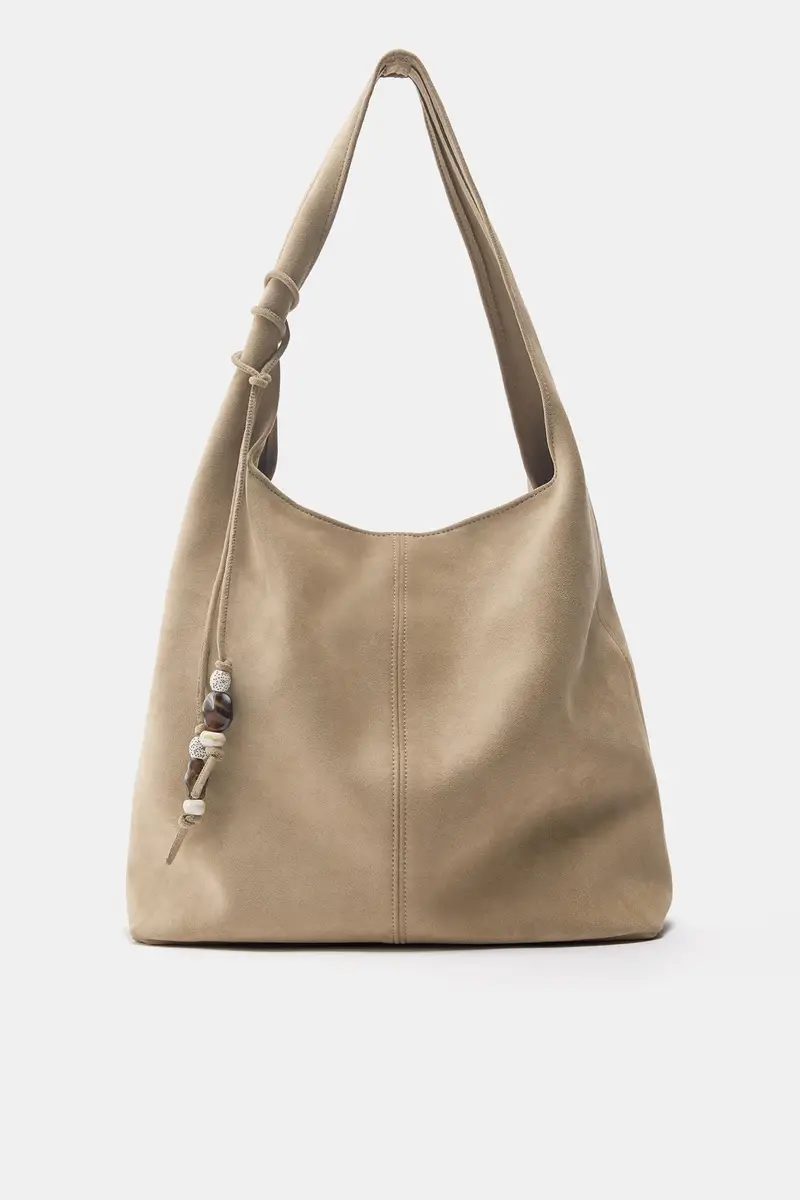 Borsa Shopper Con Decorazione Beige