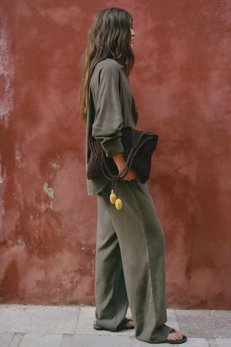 Borsa Shopper Con Decorazione Marrone