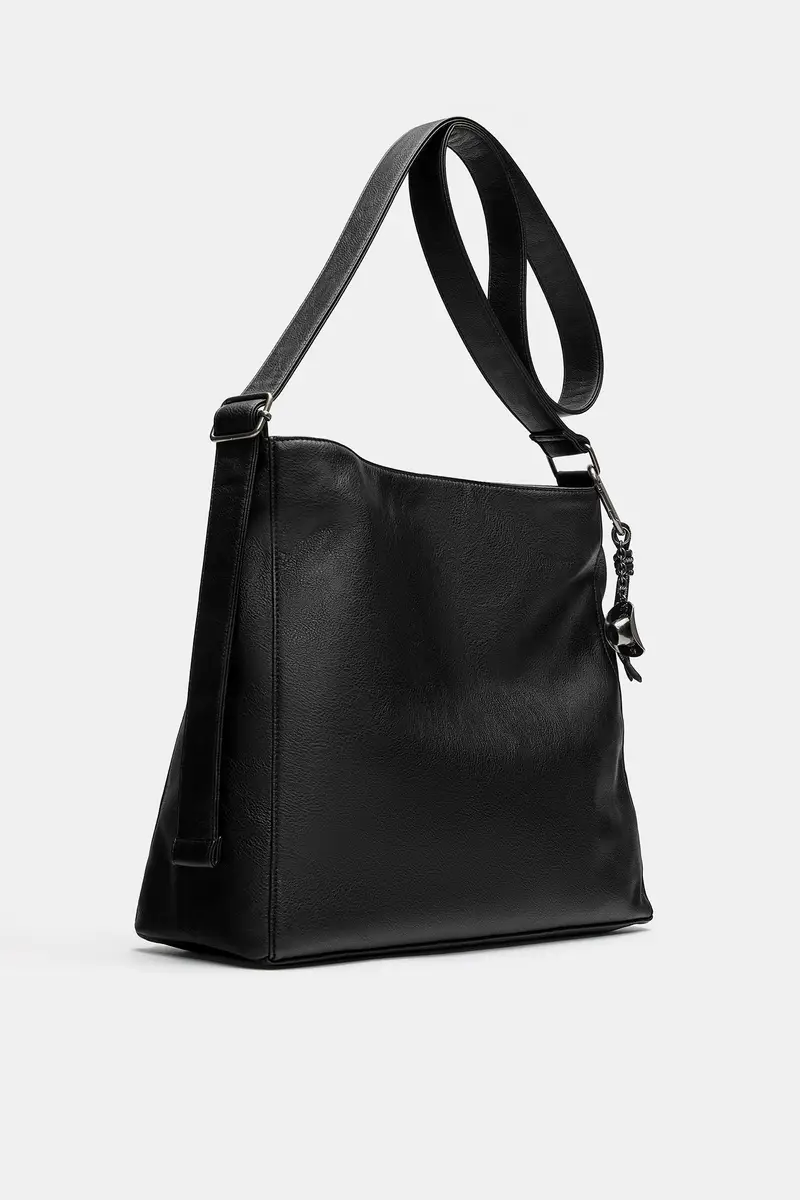 Borsa Shopper Con Decorazione Nero miniatura 2