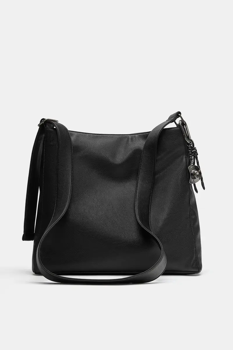 Borsa Shopper Con Decorazione Nero