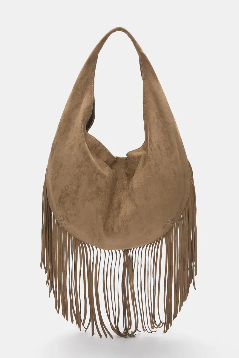 Borsa Shopper Con Frange Cuoio