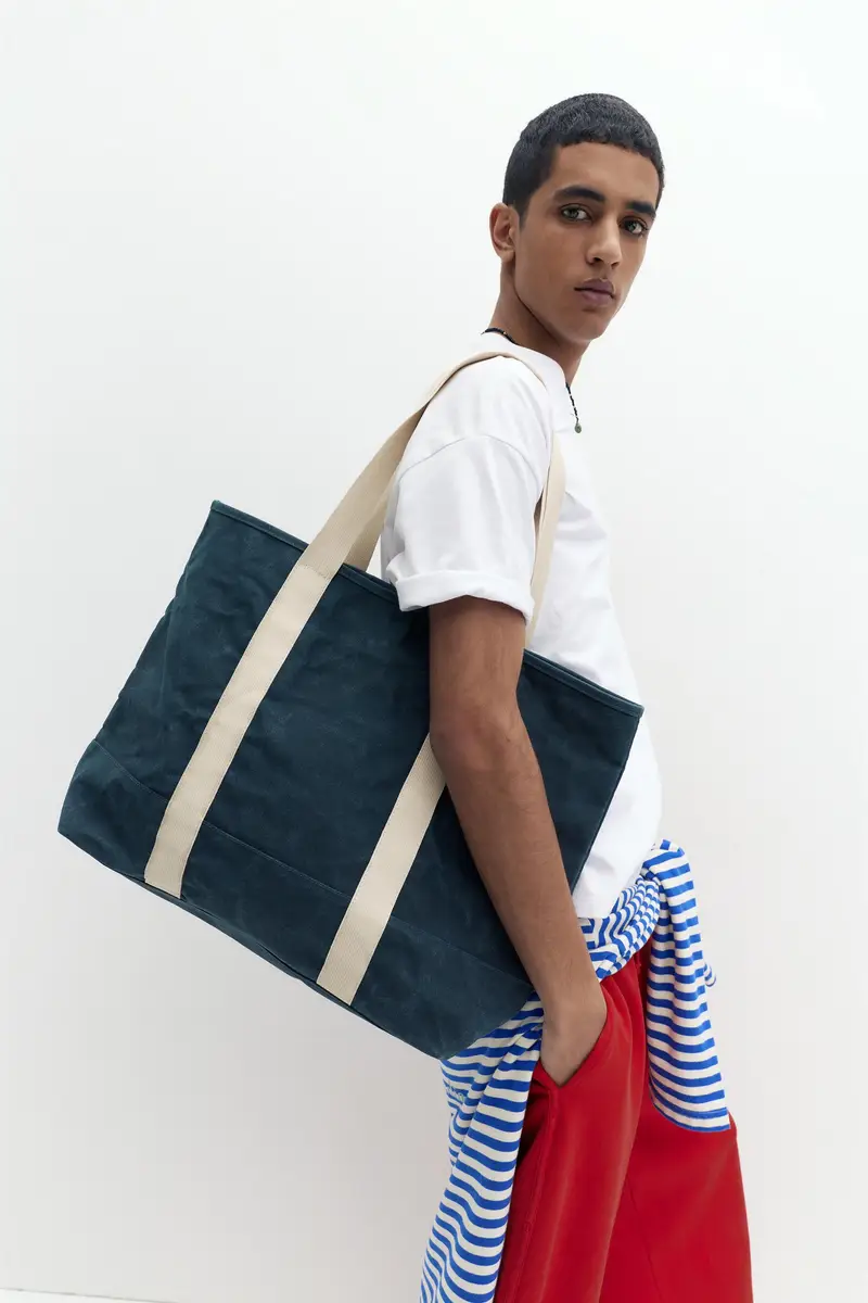 Borsa Shopper Effetto Consumato Stwd Azzurro