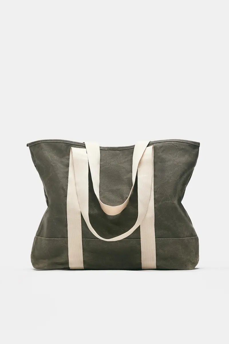 Borsa Shopper Effetto Usurato Stwd Kaki miniatura 2