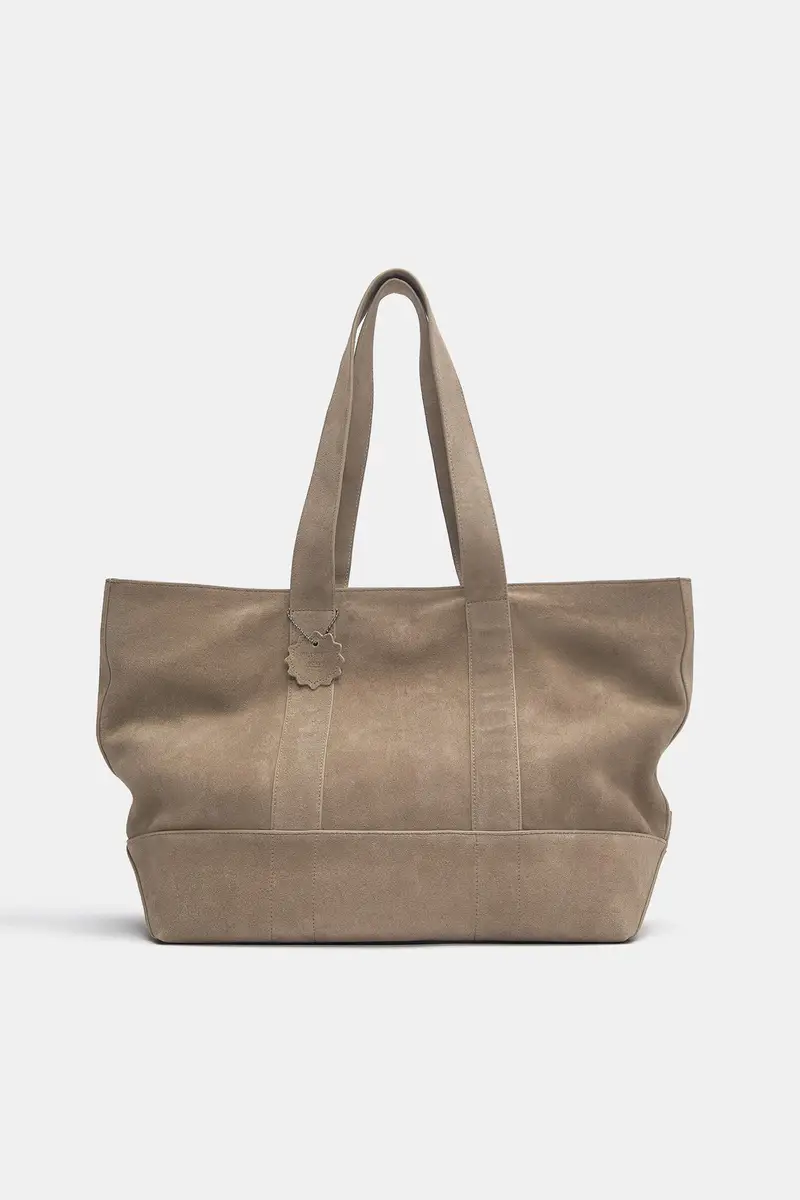 Borsa Shopper In Pelle Marrone