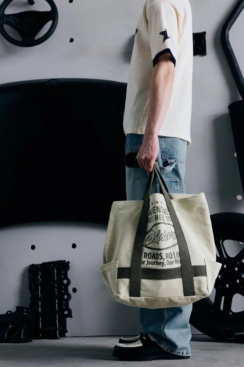 Borsa Shopper In Tela Beige