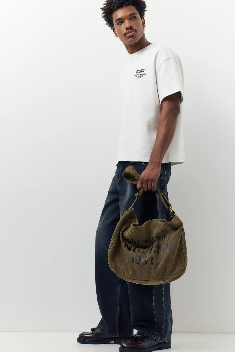 Borsa Shopper In Tela Kaki