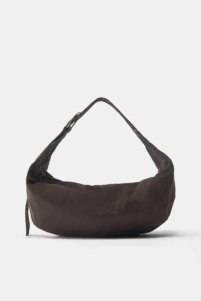 Borsa Shopper In Tela Marrone miniatura 2