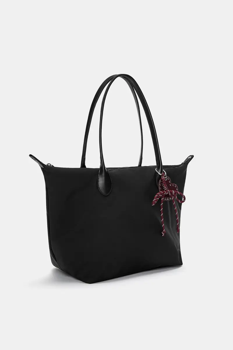 Borsa Shopper Nylon Decorativa Nero
