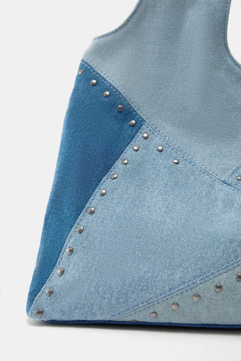 Borsa Shopper Patchwork Denim Jeans miniatura 3