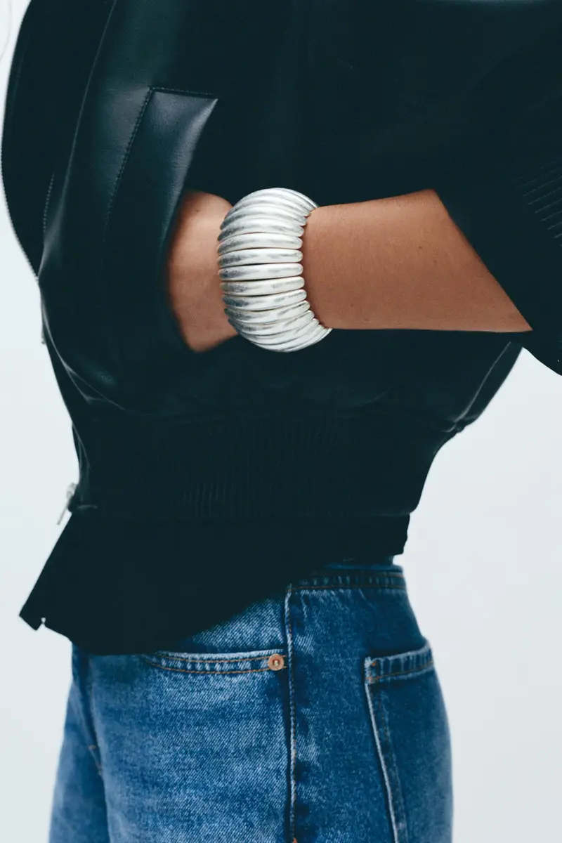 Bracciale Metallizzato Curvo Argento miniatura 2