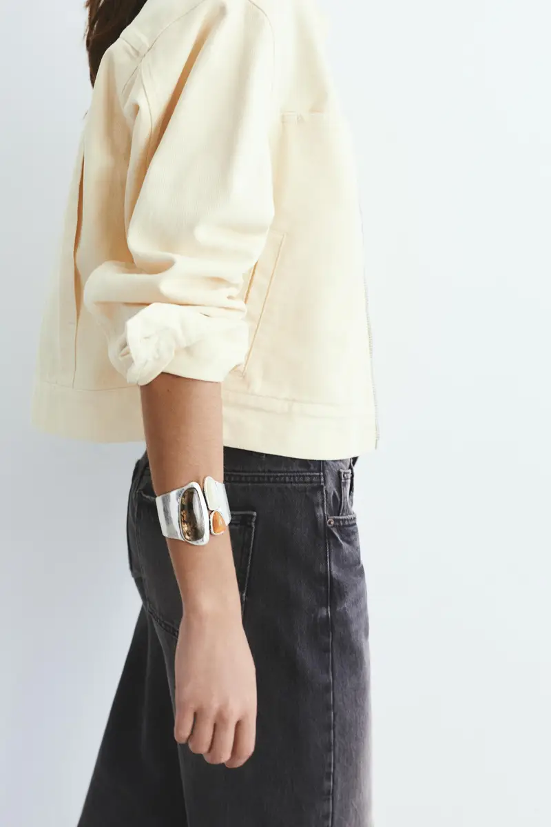 Bracciale Rigido Con Pietre Argento miniatura 2