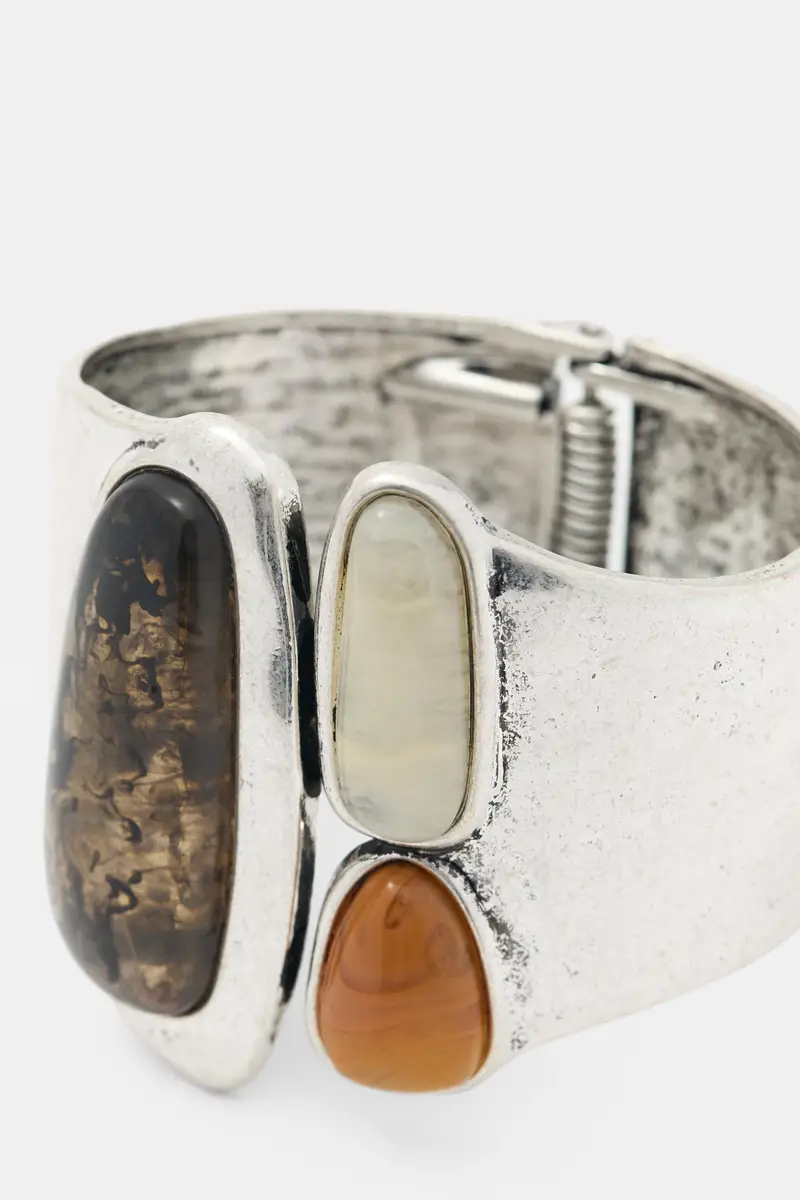 Bracciale Rigido Con Pietre Argento miniatura 3