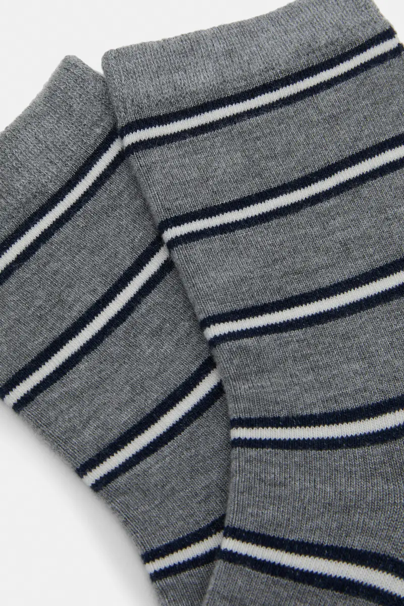 Calzini Alti A Righe Grigio miniatura 2