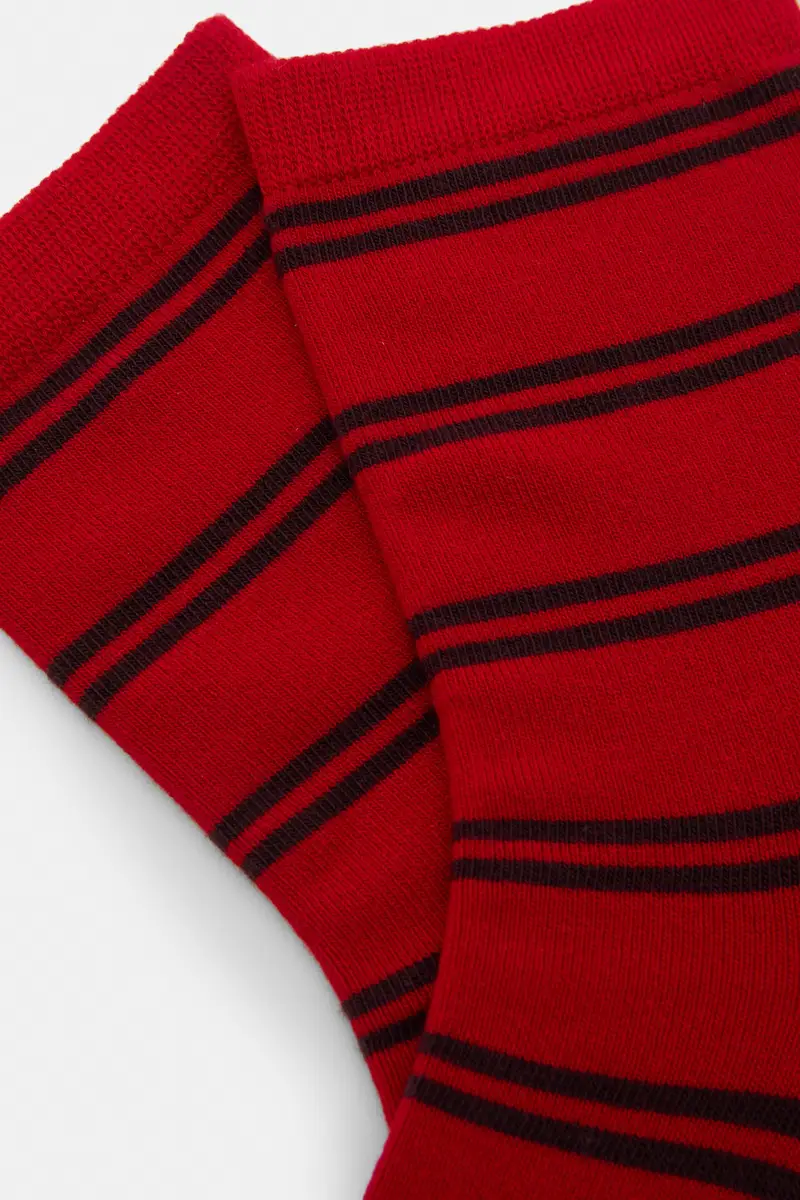 Calzini Alti A Righe Rosso miniatura 2