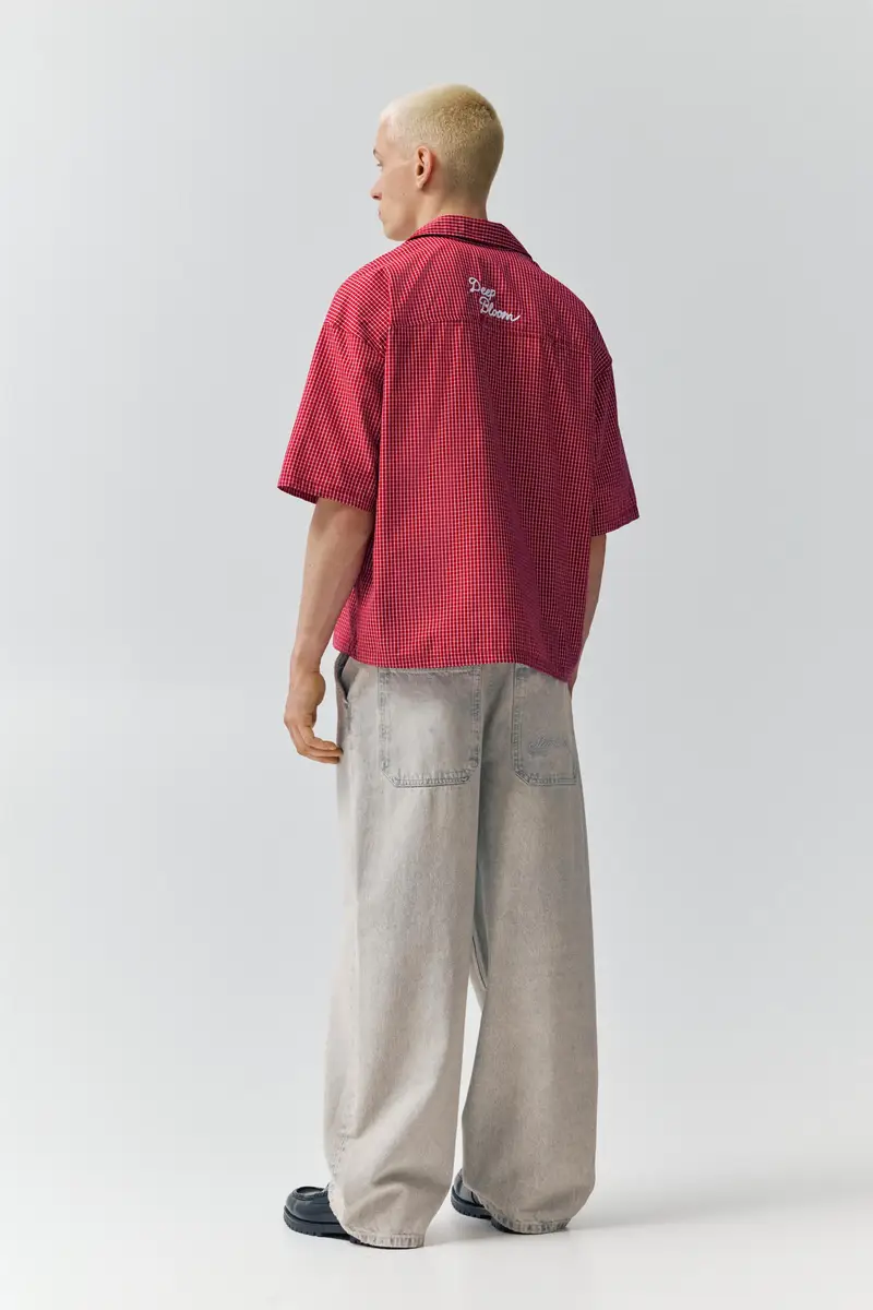 Camicia A Maniche Corte A Quadri Rosso miniatura 3