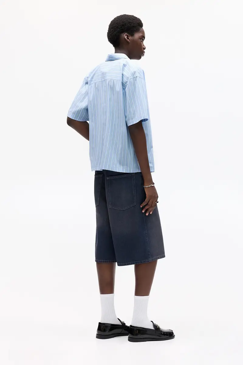 Camicia A Maniche Corte A Righe Stwd Azzurro miniatura 2