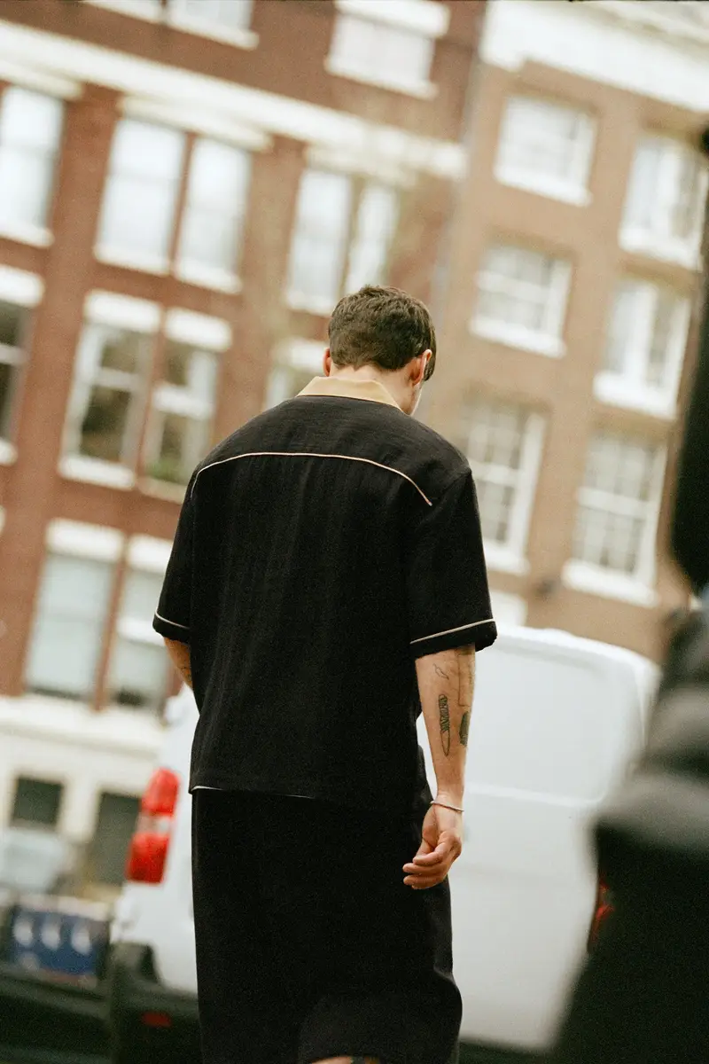 Camicia A Maniche Corte Bowling Nero miniatura 2