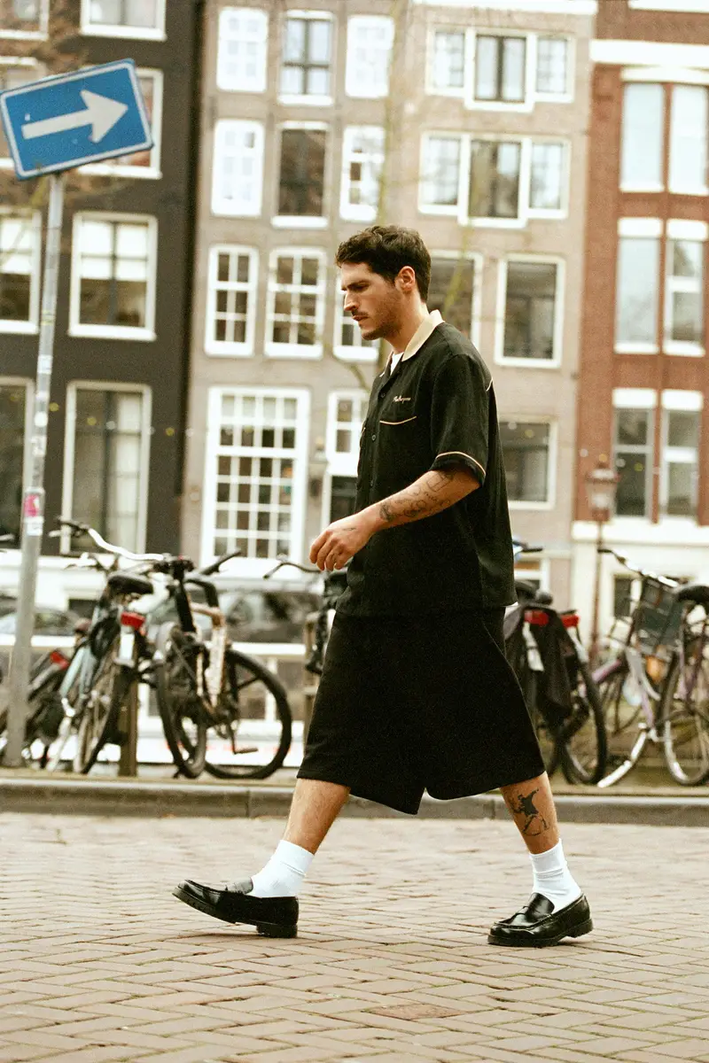 Camicia A Maniche Corte Bowling Nero miniatura 3