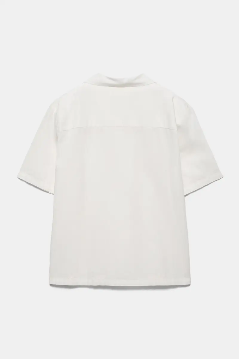 Camicia A Maniche Corte Con Lino Bianco rotto miniatura 2