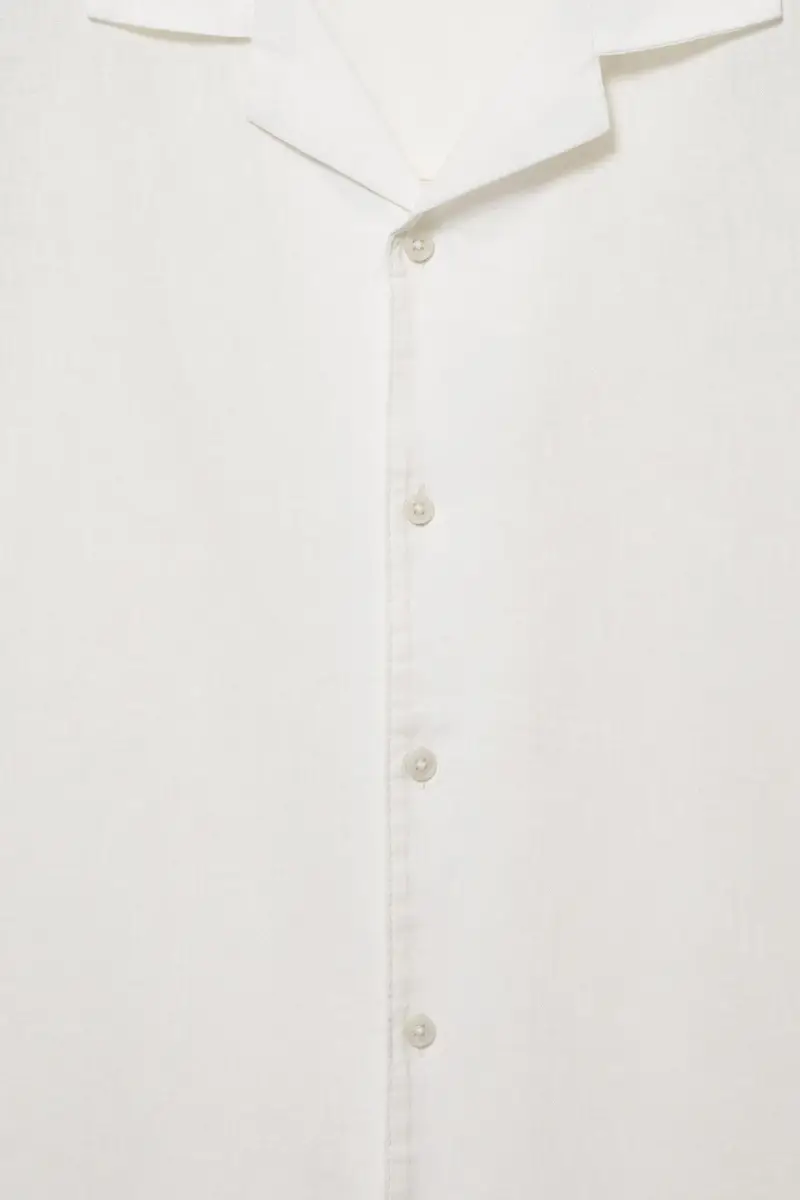 Camicia A Maniche Corte Con Lino Bianco rotto miniatura 3