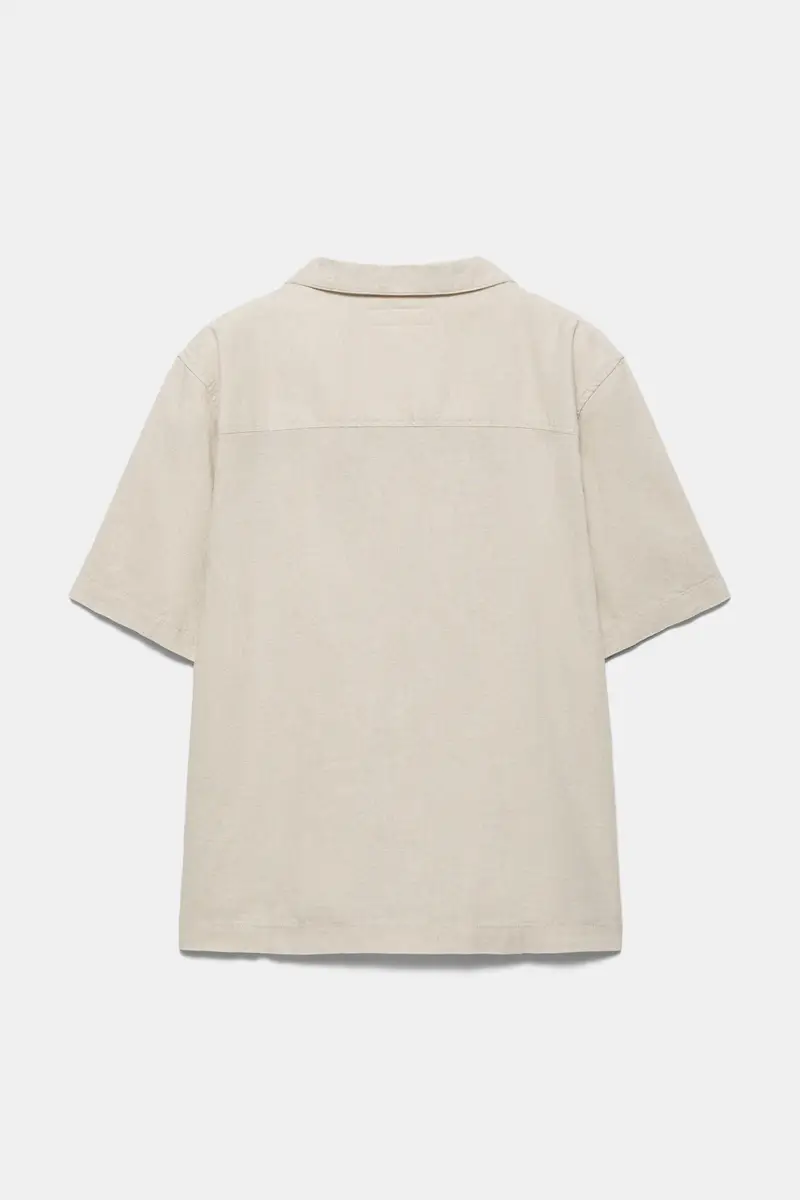Camicia A Maniche Corte Con Lino Naturale miniatura 2