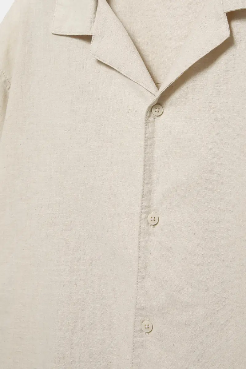 Camicia A Maniche Corte Con Lino Naturale miniatura 3