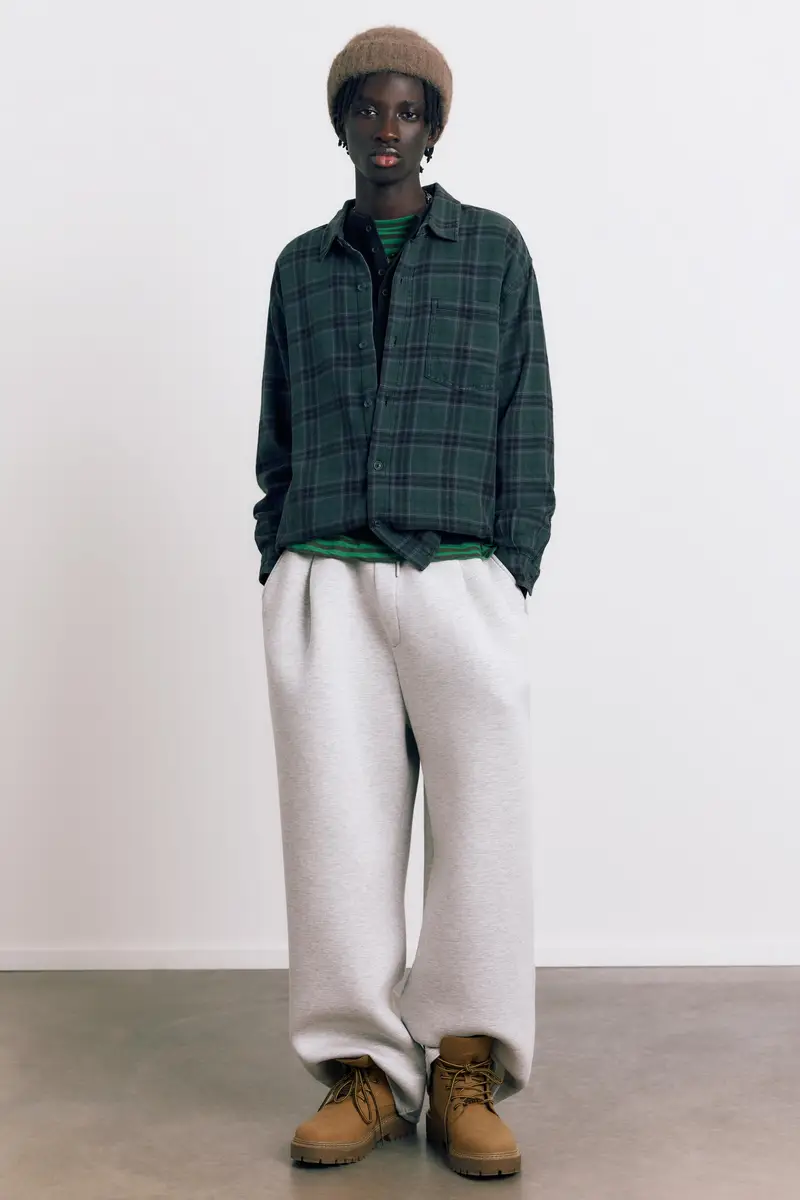 Camicia A Maniche Lunghe A Quadri Azzurro oscuro